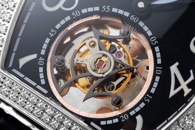 top-tier Frank Muller high-quality men's black dial black belt manual winding mechanical leather strap watch movement picture