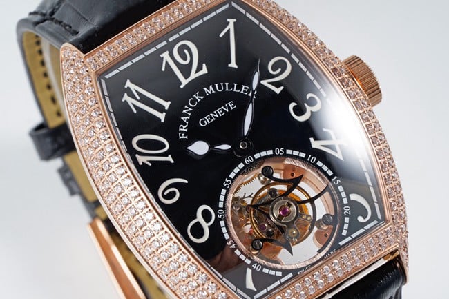 ABF factory Frank Muller top-tier tourbillon manual winding black dial black belt men's watch front view