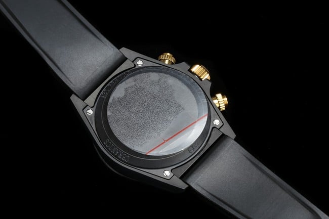TW factory top-tier replicaRolex men's watch fully automatic movement men's gold plate rubber strap back cover picture