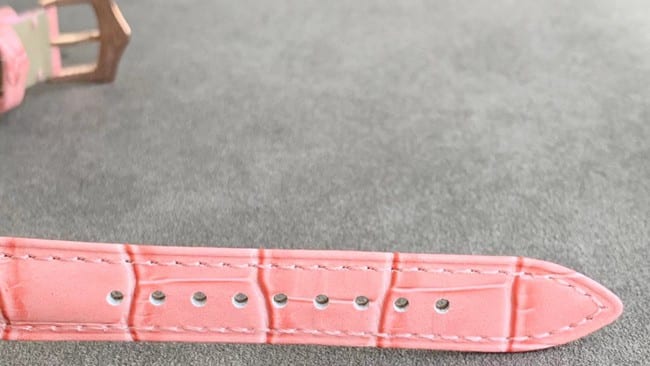 top-tier replicaPatek Philippehigh-quality ladies white dial pink belt fully automatic movementleather strap watch leather strap picture