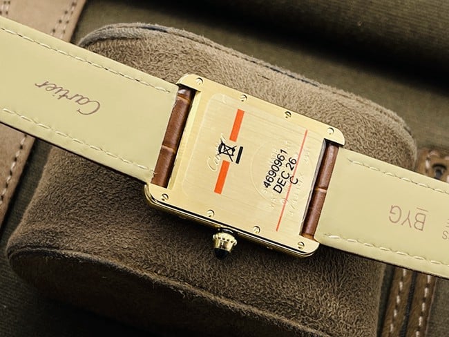 DR factory top-tier replicaCartierhigh-quality tank series couple series white dial brown belt fully automatic movementleather strap back cover picture