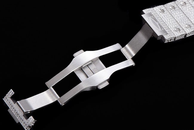 Cartiertop-tier men's white dialsteel bracelet Santos series fully automatic movement watch clasp picture