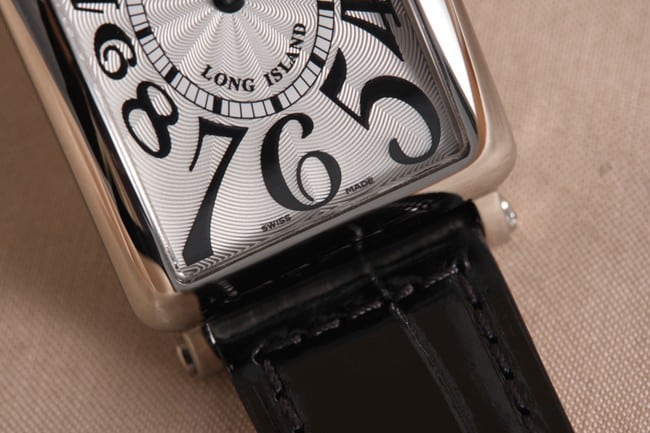 top-tier Frank Muller Long Island series quartz women's dial black belt watch detail shots
