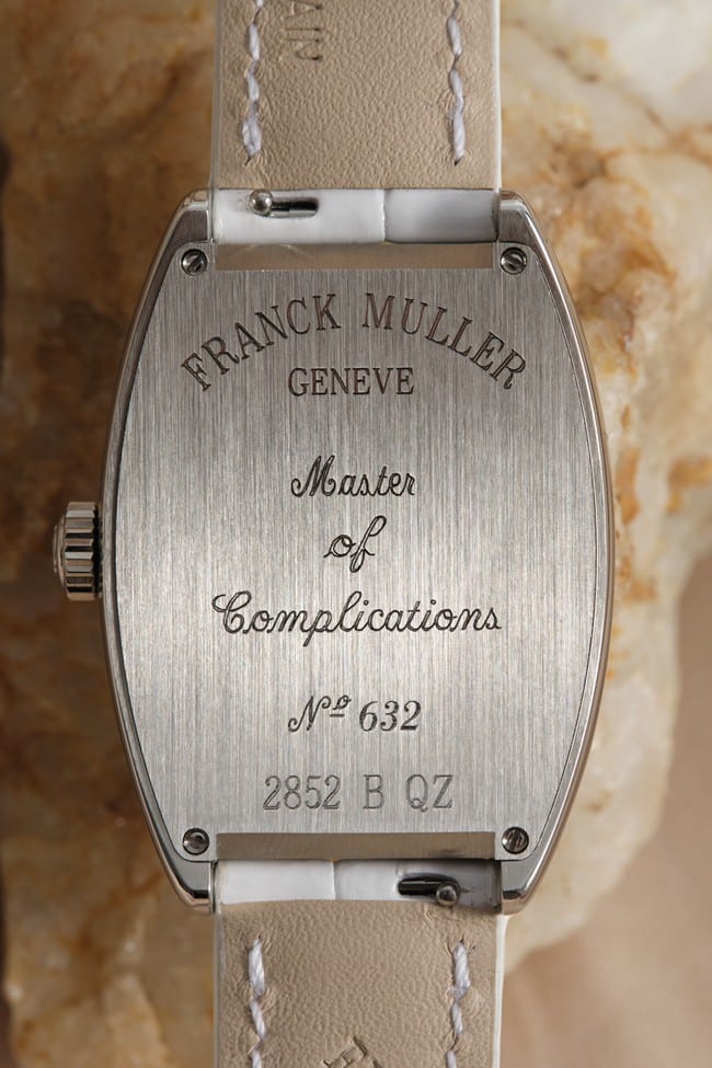 Frank Muller top-tier watch LONG ISLAND series barrel-shaped ladies white dial brown belt quartz watch movement picture
