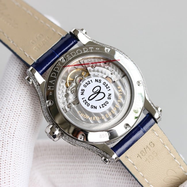 top-tier replicaChopardhigh-quality watch women's blue dial blue belt new chopard Happy Sport series mechanical leather strapmovement picture