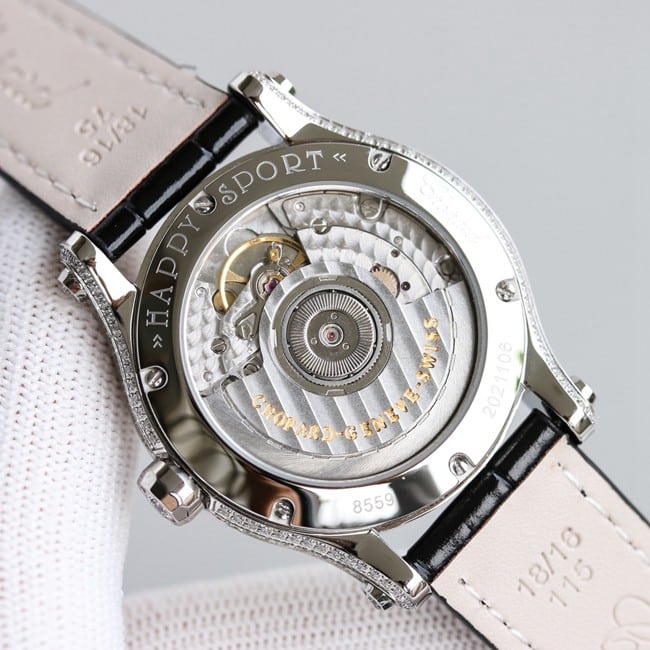 Chopardtop-tier watch chopard Happy Sport series full automatic movement women's white dial black belt movement picture