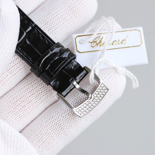 Chopardtop-tier watch chopard Happy Sport series full automatic movement women's white dial black belt clasp picture