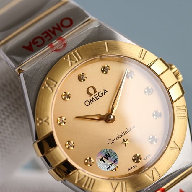 TW factory Omegatop-tier watch constellation series quartz ladies gold plate steel bracelet front view