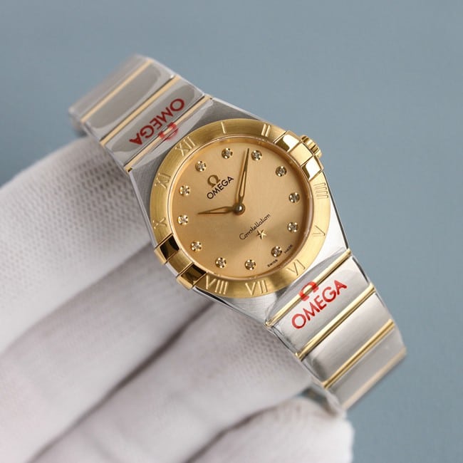 TW factory Omegatop-tier watch constellation series quartz ladies gold plate steel bracelet front view