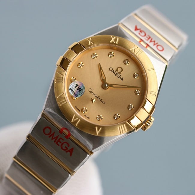 TW factory Omegatop-tier watch constellation series quartz ladies gold plate steel bracelet front view