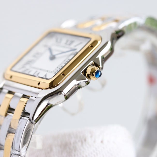 top-tier replicaCartier watch cheetah series women's white dial gold belt quartz side view