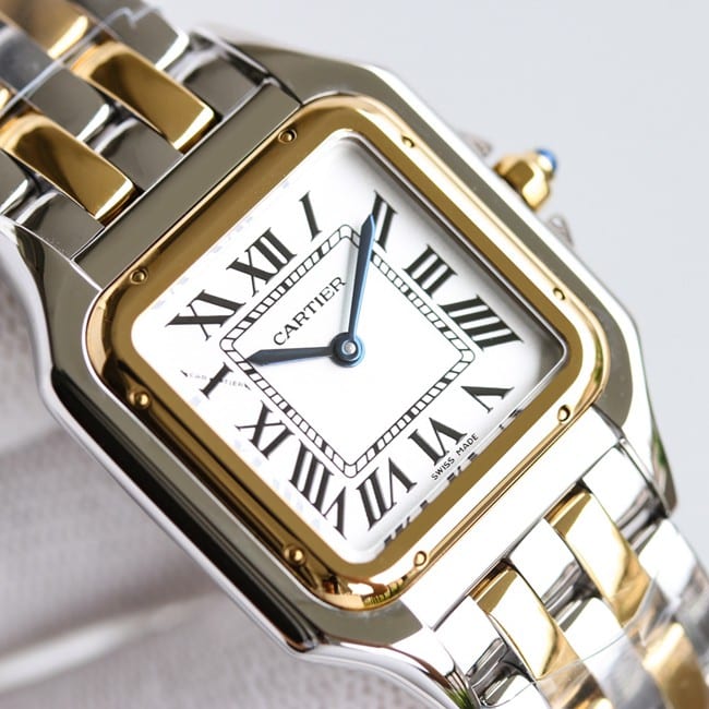 top-tier replicaCartier watch cheetah series women's white dial gold belt quartz front view