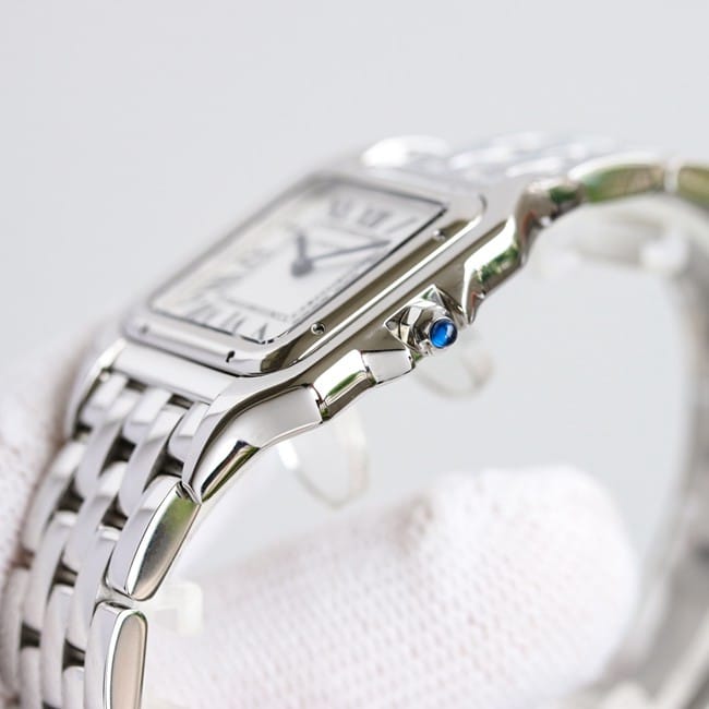 top-tier replicaCartiersuper clone3WF factory women's white dialsteel bracelet cheetah series quartz watch side view