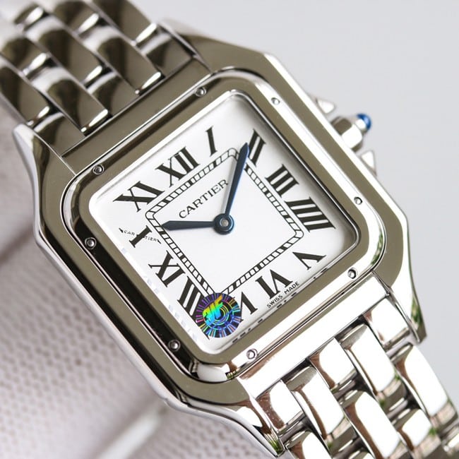 top-tier replicaCartiersuper clone3WF factory women's white dialsteel bracelet cheetah series quartz watch front view