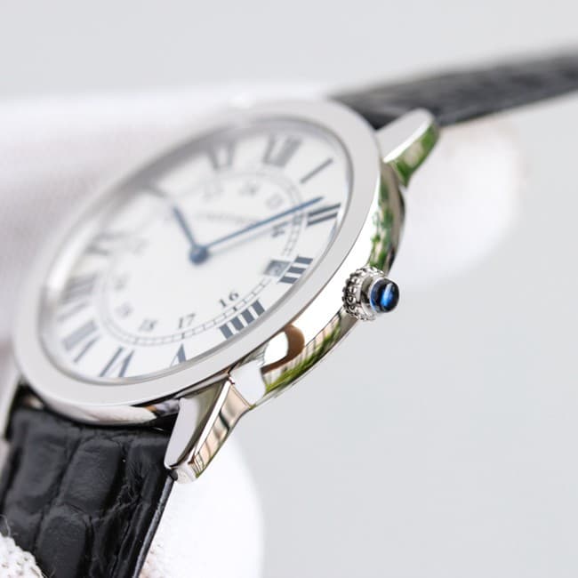3WF factory Cartiertop-tiertop-tier couple London series men's white dialquartzleather strap watch side view