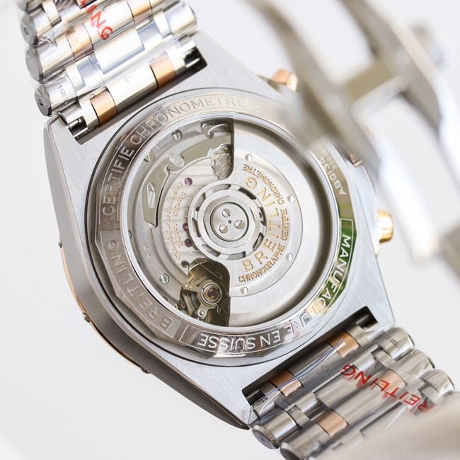 top-tier replicaBreitlingsuper bullet chain 42mm black dialAsia-7750mechanical movementsteel bracelet rose goldmovement picture