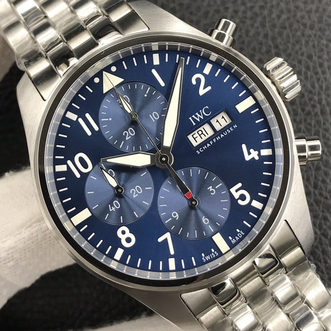 top-tier replicaIWCsuper cloneAZ pilot series men's blue dialsteel bracelet41MM fully automatic movement watch front view