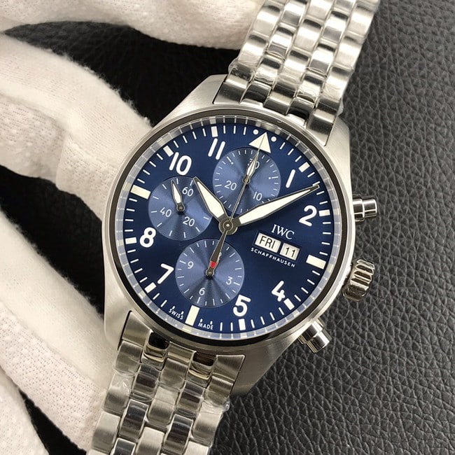 top-tier replicaIWCsuper cloneAZ pilot series men's blue dialsteel bracelet41MM fully automatic movement watch front view