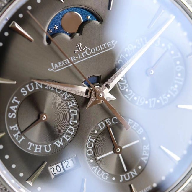 TW factory Jaeger-LeCoultre perpetual calendar men's black dial black belt fully automatic movement master series leather straptop-tier watch detail shots