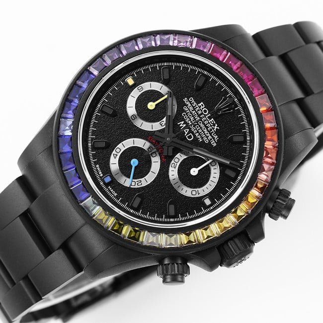 Rolex modified watch top-tier replicaDaytona series men's black dialsteel bracelet fully automatic movement watch front view