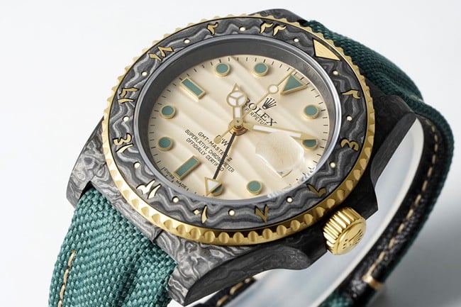Rolextop-tier fully automatic movement men's white dial nylon strap watch front view
