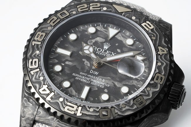 Top Rolex imitation black plate carbon fiber automatic mechanical men's watches front view