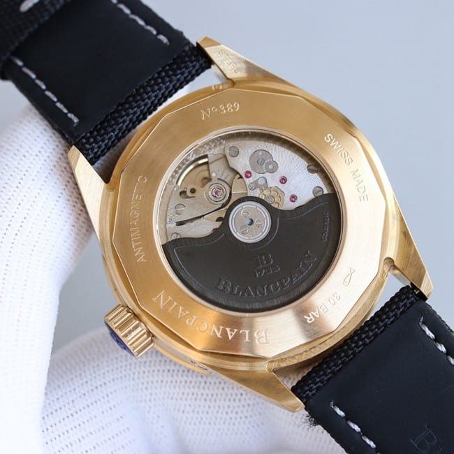 TWtop-tierBlancpainreplica watch men's black dial blue belt fifty fathoms series fully automatic movementmovement picture