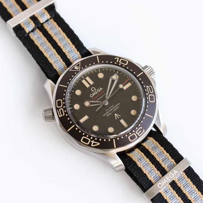 007 Movie "No Time to Die" Themed Strap Top Watch - "Seamaster Diver 300M 007 Edition" Front View