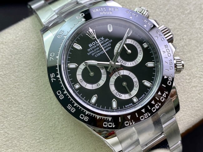 top-tierRolexDaytona black Taodi stainless steelreplica watch front view