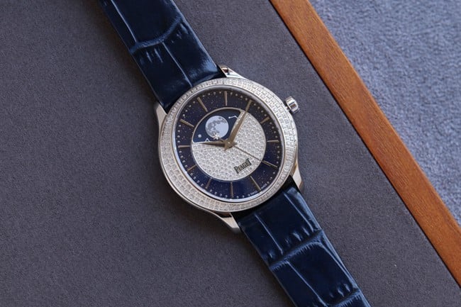 top-tier Piaget Limelight Stella series blue complex function ladies watch front view