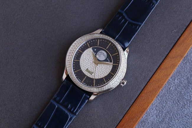 top-tier Piaget Limelight Stella series blue complex function ladies watch front view