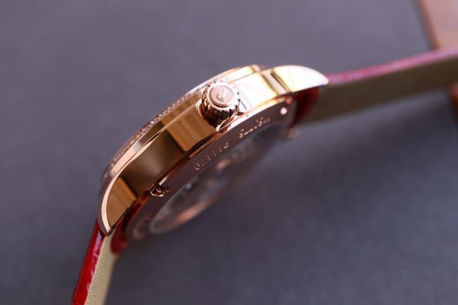 top-tier red complication women's watch Piaget Limelight Stella series side view