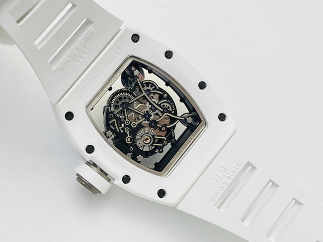top-tierRichard Mille RM055 strongest personality white ceramic series watch movement picture