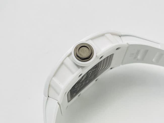 top-tierRichard Mille RM055 strongest personality white ceramic series watch side view