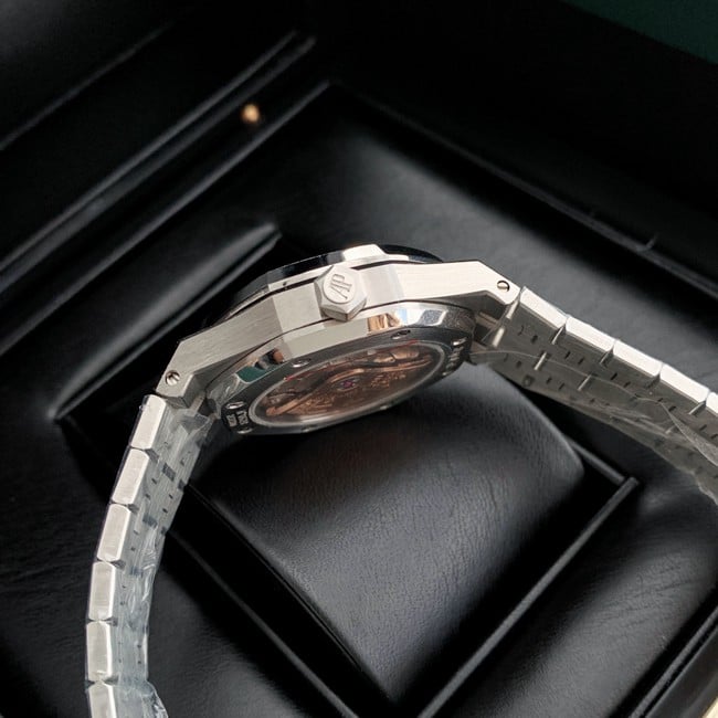 top-tier real diamond replicaAudemars PiguetRoyal Oak37MMblue dial women's watch side view