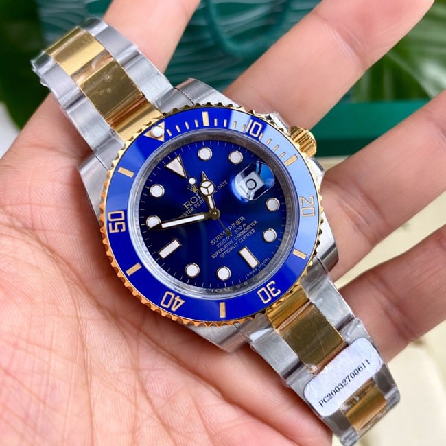 top-tier real gold replicaRolexSubmariner series classic gold ghost 18Kyellow goldlume watch front view
