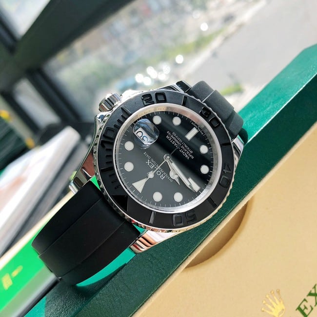 top-tier real gold Rolex yacht series 40MM 18k platinum rubber watch front view