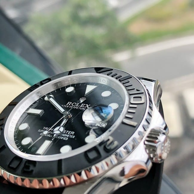 top-tier real gold replicaRolex yacht series 40MM18k platinum rubber watch detail shots
