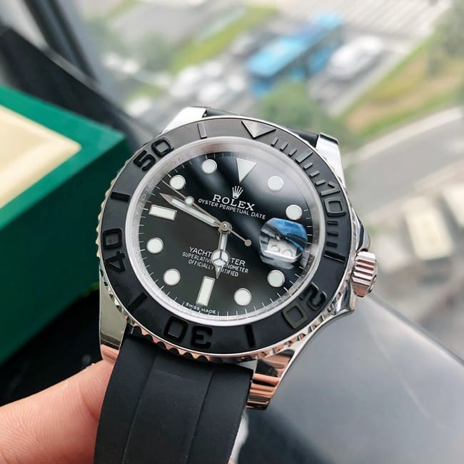 top-tier real gold Rolex yacht series 40MM 18k platinum rubber watch front view