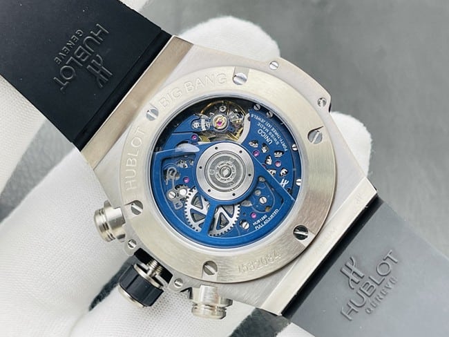 top-tier replicaHublot Big Bang Series 44MM silver case blue rubber watch movement picture