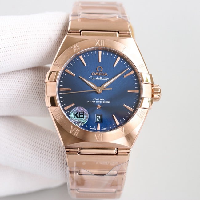 top-tier replicaOmega fifth generation Constellation series men's watch front view