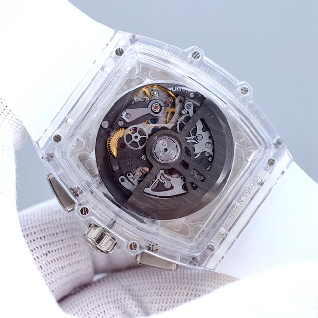 top-tier replicaHublot soul series dark brown dial white rubber bracelet