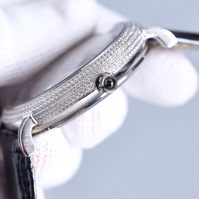 top-tier real diamond Anglia time series skull watch side view