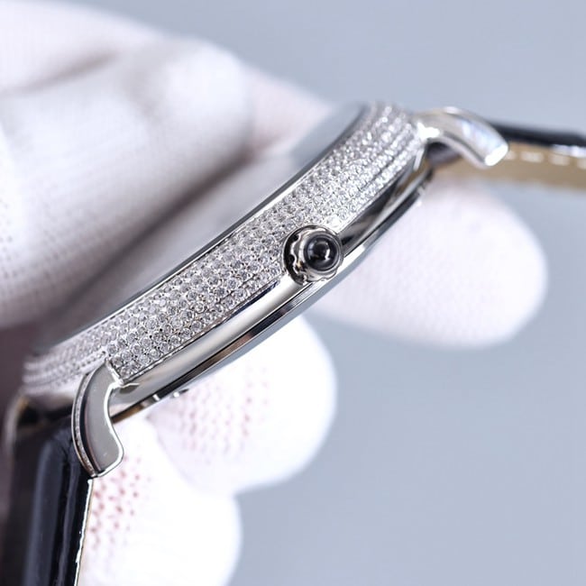 Top-tier genuine diamond Anglia Time Series cowhide watch side view