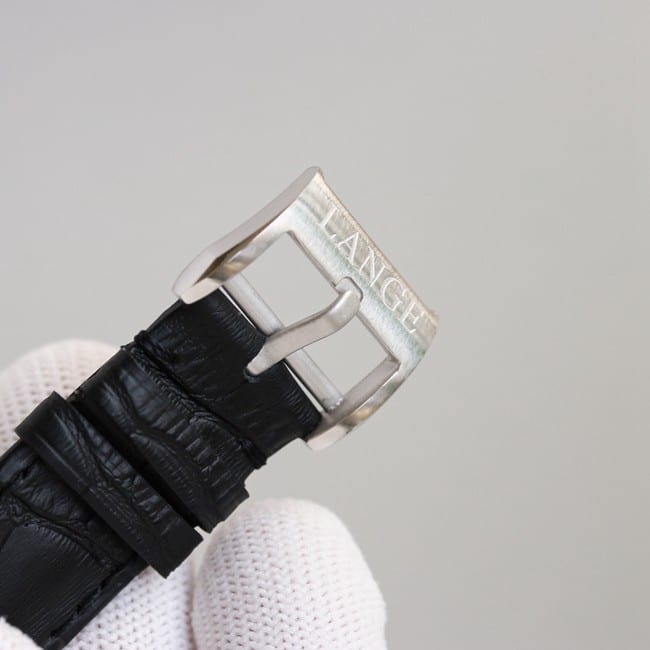 top-tier Lange SAXONIA series two-hand silver steel case watch clasp picture