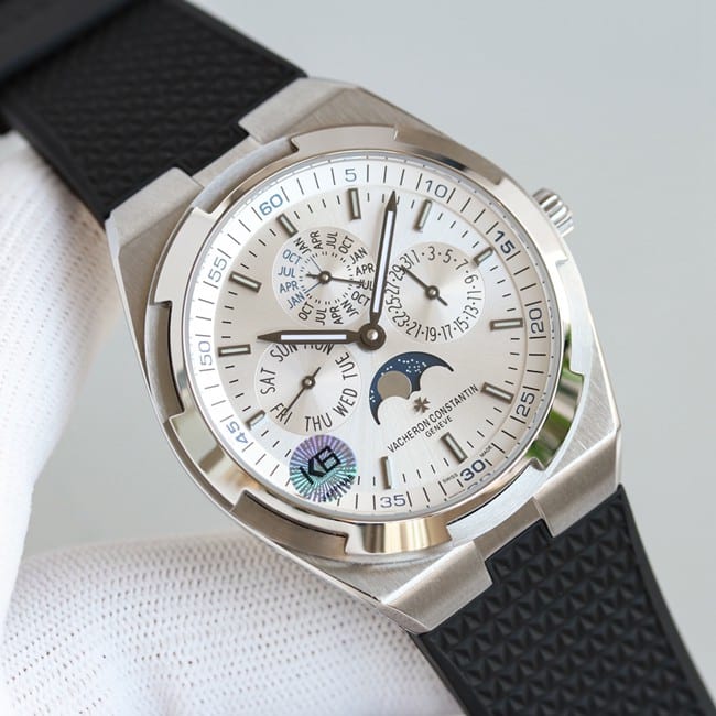 top-tier replicaVacheron Constantin series silver steel case perpetual calendar multi-function watch front view