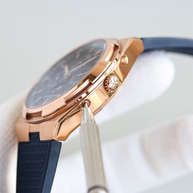 top-tier replicaVacheron Constantin series rose gold color steel case perpetual calendar multi-function watch side view