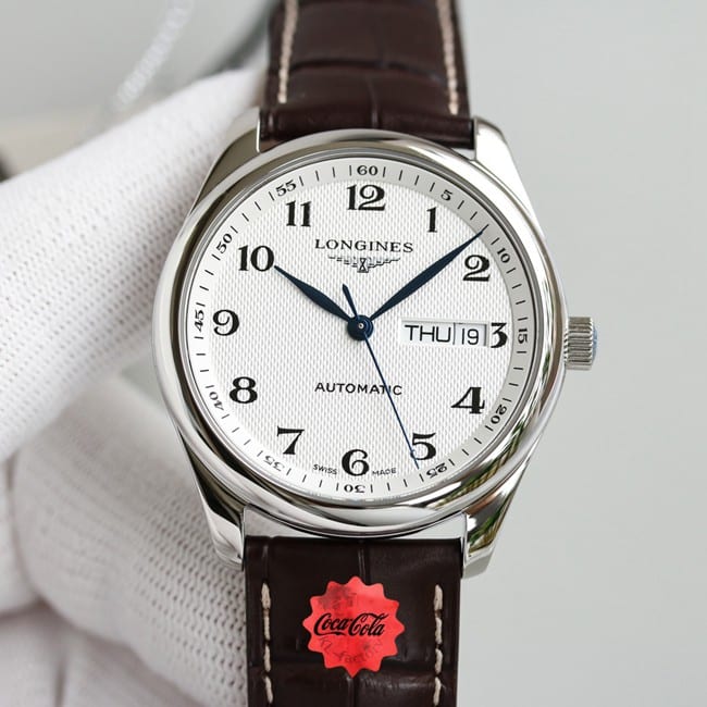 KL factory top-tier watch Longines famous craftsman double date displayl2.775white dial watch front view