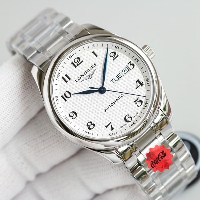 KL factory top-tier watch Longines famous craftsman double date displayl2.775white dial watch front view