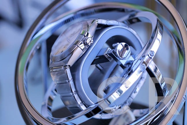 Top Omega Constellation Series Fifth Generation Black Dial Silver Steel Band Men's Watch Side View